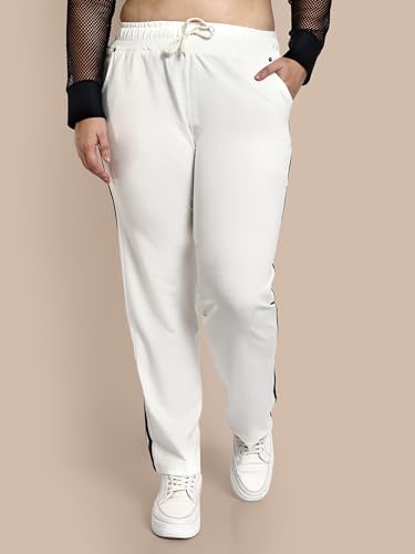 Image of CUPID Woman's Rich Cotton Side Stripes Joggers, Lower, Athleisure, Activewear Trackpant, Night n Gym Wear Lounge Pant for Ladies M to 2XL