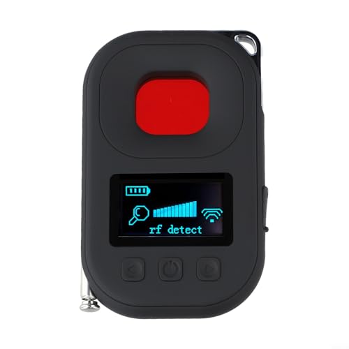 Detector de cámara oculta, dispositivo GPS, escáner de señal inalámbrico RF con detección electromagnética e infrarroja, sensibilidad ajustable, alarma antirrobo, portátil, negro, 8 x 5,5 cm