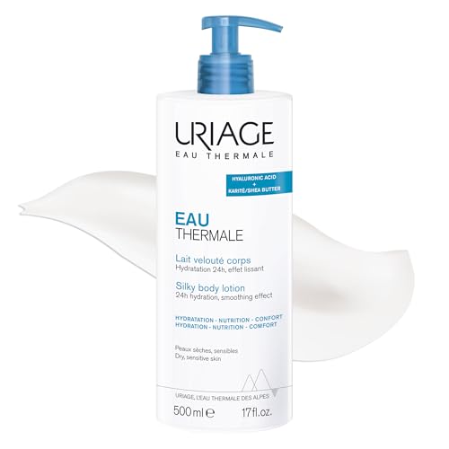 Uriage Eau Thermale Lait Hydratant Velouté Corps au Beurre de Karité & Acide Hyaluronique - 24H d'Hydratation Intense - Peaux Sèches et Sensibles - Pénétration Rapide - 500ml