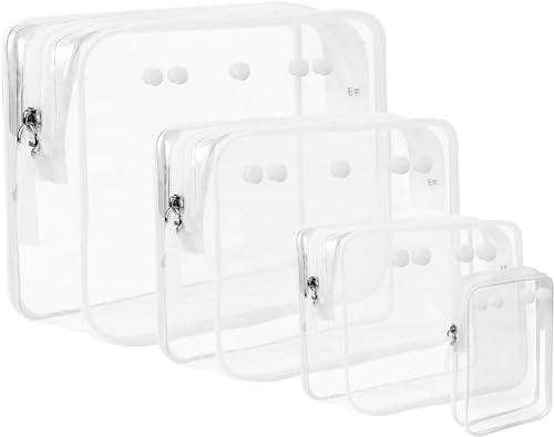 Image of Qinyurj 4 packs Clear Pouches suitable for Bogg Bag Accessories Clear Beach Tote Storage Travel Cosmetic Organizer (White)