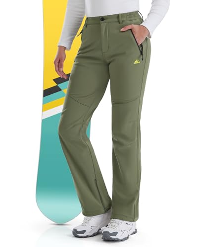 IGOLUMON Snow Ski Pants Womens Waterproof Fleece Lined Pants Winter Insulated Softshell for Hiking...