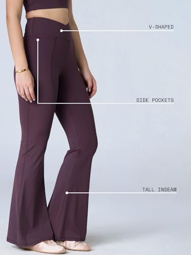 Image of CAVA Tall Hourglass Flared Leggings for Women | V-Waistband, Anti-Camel Toe Design, Tall Fit, Flared Bottoms, Deep Pockets, Sculpting Stretch Fabric