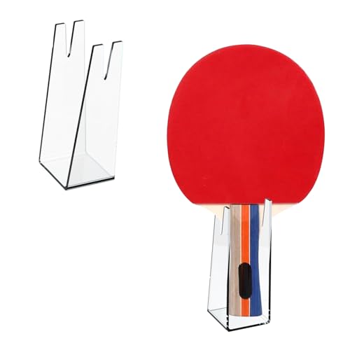 JoyHuaTrade 2 PCS Acrylic Ping Pong Paddle Display Stand, Table Tennis Racket Display Holder, Clear Acrylic Table Tennis Racket Base Paddle Storage Rack Ping Pong Organizer