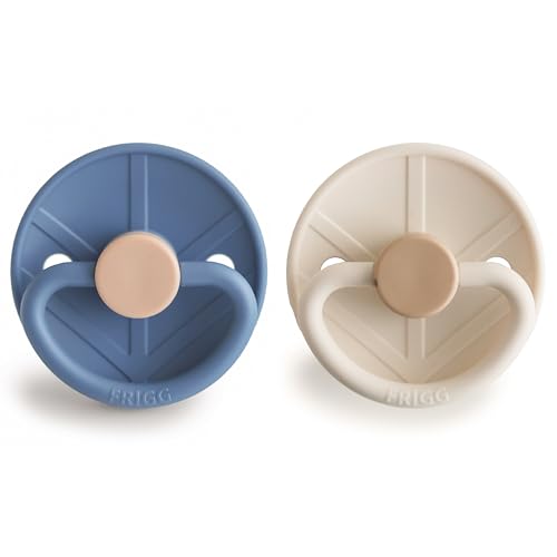 Image of FRIGG Little Viking SilkySoft Silicone Baby Pacifier 2-Pack | Made in Denmark | BPA-Free (Ocean View /Cream, 6-18 Months)