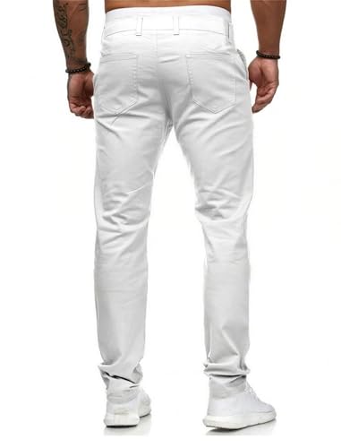 Image of HUNGSON Mens Chinos Dress Pants Slim Fit Stretch Business Casual Golf Work Slacks Trousers