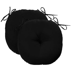 downluxe Bistro Chair Cushions for Patio Furniture Water Resistant Round Outdoor Chair Cushions Set of 2 with Non Slip Ties 15 x 15 Black