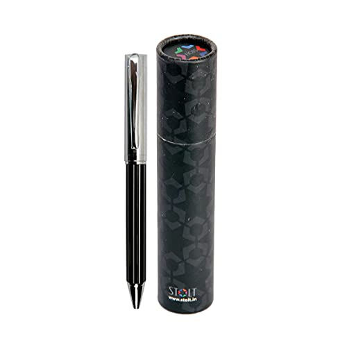STOLT Zebra Aspire Ball Point Pen, Smooth and Glossy Finish/Comfortable Grip While Writing/Ideal for Office/Personal Writing (Ink-Blue/Body Color – Black with Silver)