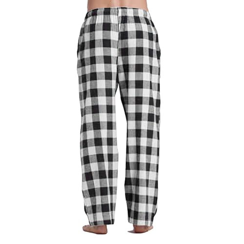 Pajama Pants Mens Plaid Pjs Bottoms Sleepwear Halloween Pj Pants Soft Cozy With Pockets Elastic Waistband Drawstring Black Large - image 3