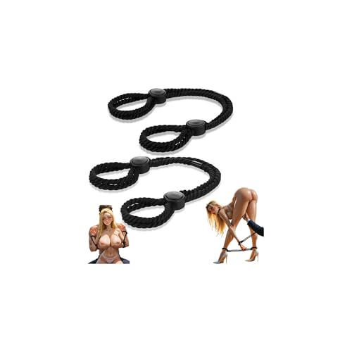 Rope Handcuffs Bracelets 2 Pcs Sex Restraints Ankle Cuffs BDSM Bondage Adjustable Handcuffs Anklets Sex Toys Cotton Ropes Wrist Cuffs Beginner Fetish Adult SM Game for Women (Black)