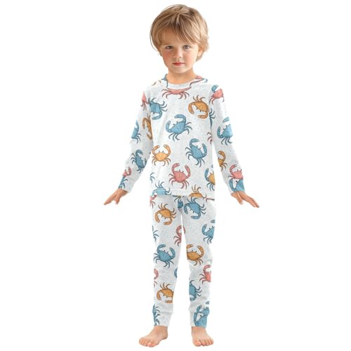 Pajama Sets Long Sleeve Crab Pattern with Colors Soft Comfy Sleepwear 2 Piece PJS 3-8T2