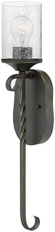 Hinkley Casa 4300OL-CL One Light Large Wall Sconce, Rustic Style, Clear Seedy Glass Cylindrical Shade, Olde Black