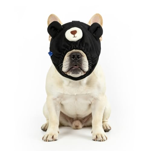 Image of NACOCO Dog Calming Cap Eye Mask Nylon Shading Pet Anxiety Mask Muzzle for Grooming Anti Car Sickness (Bear,S)