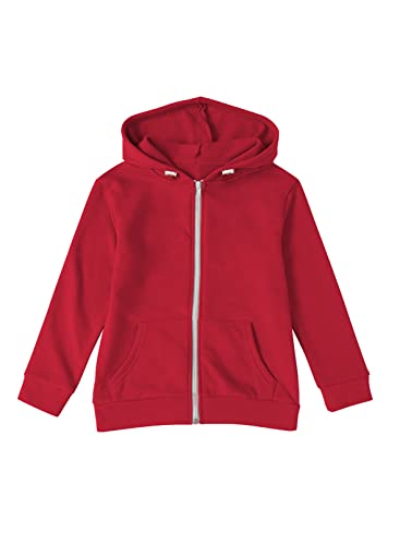 Sidefeel Girls Kids Sweatshirt Soft Brushed Inside Full Zip Fleece Hoodie With Pockets Size 8-9 Red #TOP29