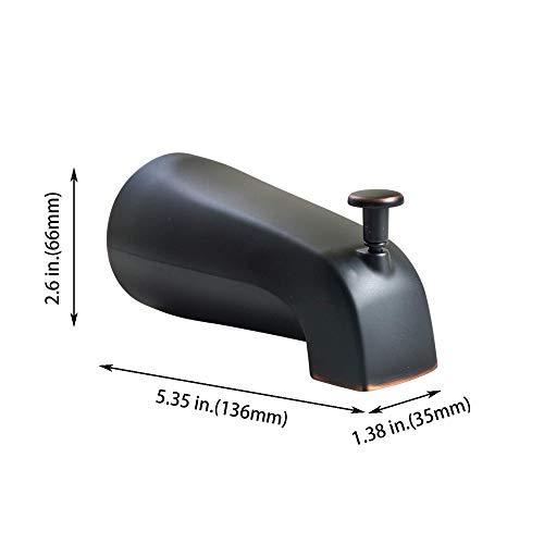 SENTO Slip On Oil Bronze Universal Bathroom Tub Spout with Diverter, Durable Heavy Duty Metal Bathtub Faucet with Shower Diverter - 4 Inches 1/2\" Copper Pipe, Oil-Rubbed Bronze