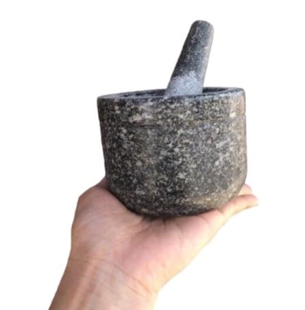 Generic Real Stone Mortar, Size 4.5 inches with Pestle Thailand, black