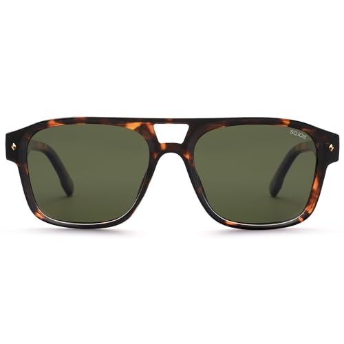 SOJOS Retro Square Polarized Aviator Sunglasses Womens Mens, Trendy Aviators Shades SJ2604