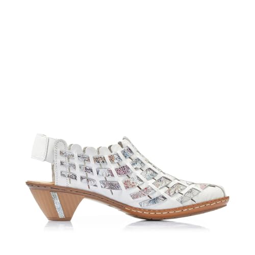 Image of Rieker 46778 Sina Women's Heels - Sling-Backs, Leather Upper, Hand-Woven Design, Anti-Stress Comfort, Flexible Sole, Secure Fit, and Timeless Everyday Style