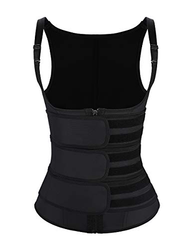 Wonder-Beauty Women's Plus Size Underbust Corset Waist Trainer Cincher Steel Boned Body Shaper Vest with Adjustable Straps Black XL