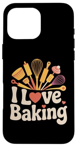 I Love Baking泡立て器 麺棒 カップケーキディライト スマホケース iPhone 16 Pro Max 用