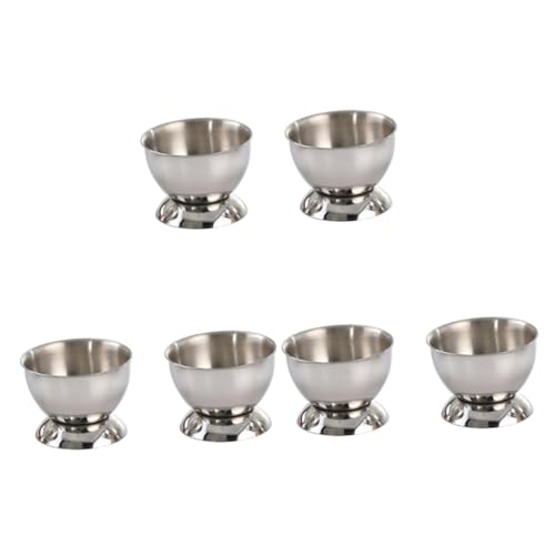 NAMOARLY 6 Pcs Boiled Egg Stand Boiled Egg Cup Holder Stainlesssteel Boiled Egg Bowl Mini Egg Cooker Silver Bar Bowl Ramekin Egg Tray for Refrigerator Filler Dippy Egg Holder Egg Organizers