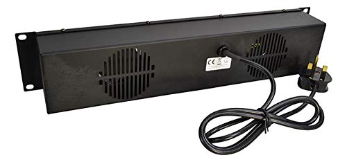 Cobra Pannello ventola 2U da 19" per montaggio su rack con 2 ventole da 80 mm, nero, in acciaio, per server, montaggio su rack