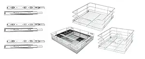 NNIDHI BASKET Stainless Steel Modular Kitchen Basket Accessories & Multipurpose Utensils Cabinet Drawer For Kitchen Wired 4 Cutlery 6 Plain 8 Thali 8MM (17 inch width X 20 inch depth with channel)