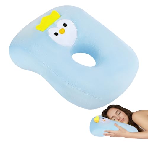 AOOSA Ear Piercing Pillow Cute Soft Penguin Piercing Pillow Blue