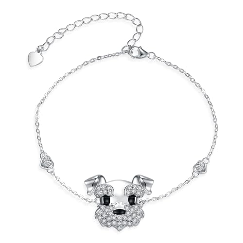 Schnauzer Bracelet 925 Sterling Silver Cute Dog Bracelet Schnauzer Jewelry Gift for Women
