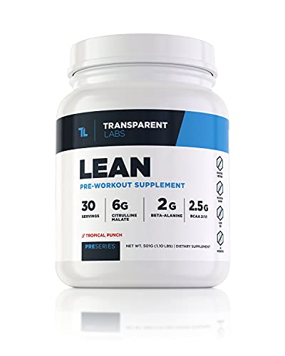 Transparent Labs Lean Pre-Workout, BCAA, Amino Acids, Keto Friendly, Energy Powder, Stamina, Muscular Strength & Endurance, Tropical Punch, 30 Servings, 30 Servings (Pack of 1)