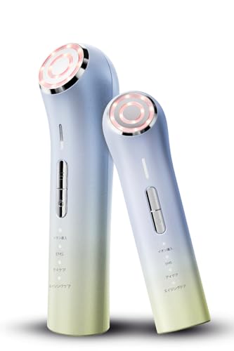 美顔器 美容器 RF+ EMS+イオン導入美顔器 超音波振動&温熱機能搭載 1台多役 4モード3段階調整（高周波/微電流/クレンジング/LED光） 毛穴ケア・保湿・リフトアップ対応 男女兼用 自宅用美顔器 母の日 誕生日 プレゼント USB充電式 日本語説明書付き 青のサムネイル