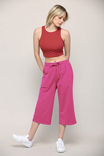 Image of Lock and Love Womens Capri Pants Loose Yoga Pants Wide Leg Drawstring Comfy Lounge Pajama Capris Sweatpants with Pockets