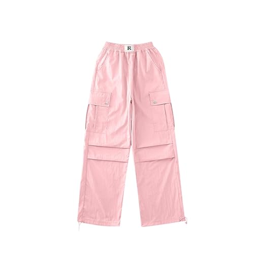 Girl's Cargo Pants Kids High Waisted Casual Athletic Trousers Cute Cinch Bottom Y2k Streetwear Sweatpants with Pocket3