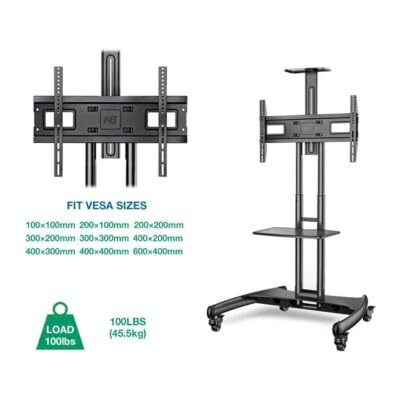 Image of AUDIOVAN Heavy Duty Led TV Stand with Wheels for 32-75 Inch TV Display Stand Rolling Matel TV Cart Trolley Mobile Movable TV Bracket (Model No. AVT-1500)
