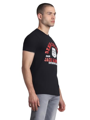 Image of Jack & Jones Men's Cotton Letter Print Slim Fit T-Shirt