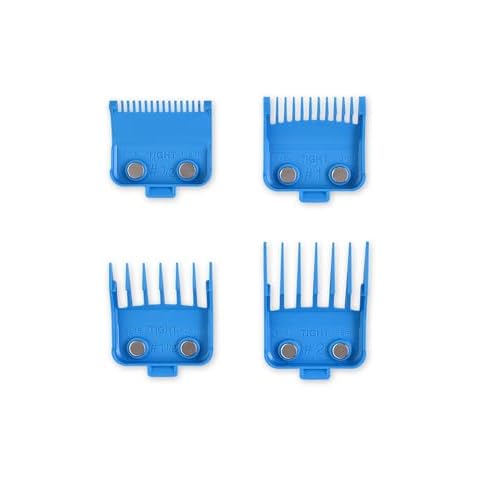 GAMMA+ Professional Dub Magnetic Hair Clipper Guards from 1/16 to 3/4 (Cyan Blue 4-PK) Cover