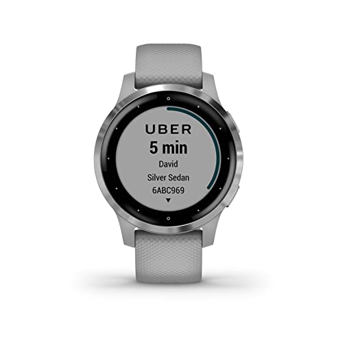 Garmin Vívoactive 4S, Smaller-Sized GPS Smartwatch, Features Music, Body Energy Monitoring, Animated Workouts, Pulse Ox Sensors and More, Powder Gray/Silver