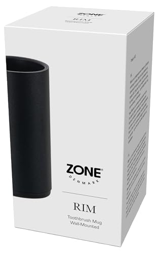Image of Zone Denmark 14650 Tooth Brush Tumbler for Wall Rim 5.3 inches (13.6 cm), Black