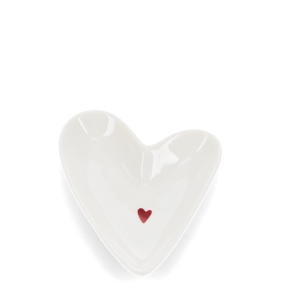 Rex London White Mini Glossy Ceramic Trinket Dish - Heart