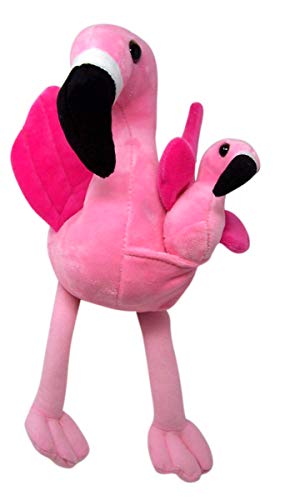 Soft Plush Flamingo With Pouch And Mini Flaminglet, 13 1/2 Inches