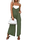 DEEP SELF Women's Casual Sleeveless Adjustable Spaghetti Strap Loose Fit Jumpsuits For Women Flowy V