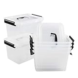 AnnkkyUS 6-pack Plastic Storage Box Bin with Lid, Clear Lidded Boxes, 5 Liter