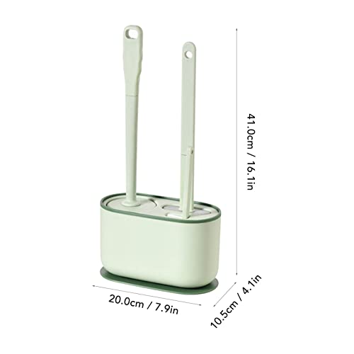 Image of Toilet Brush and Holder Set, Long Handle Toilet Brush Set Deep Cleansing Multifunctional Hanging for for Deep Cleaning Bathroom, Toilet Scrubber (Green)