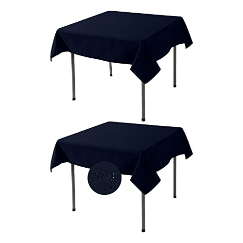 Fokitut 2 Pack Waterproof Square Tablecloth, 52x52 Inch, Stain Resistant and Wrinkle Polyester Table Cloth, Fabric Table Cover for Kitchen Dining, Wedding, Party, Holiday Dinner-Navy by Fokitut - Used condition - US$13.81