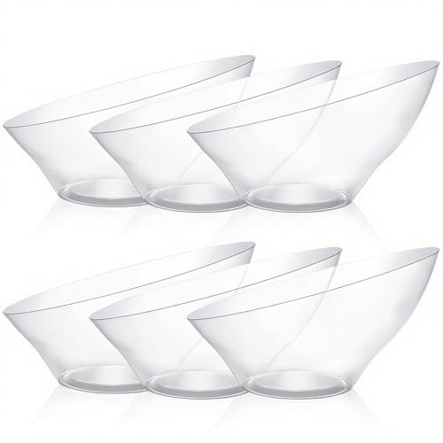 BESTVIP 54oz Clear Plastic Serving Bowls for Party - 12 Pack Angled Disposable Serving Bowls Party for Chips Snacks Fruit Salad - Bowls for Parties Daily Use Catering Christmas