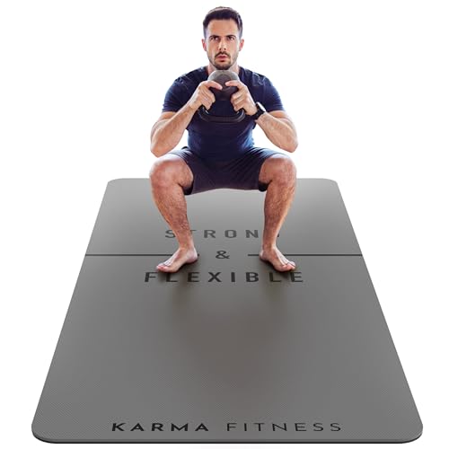 Large Exercise Mat Extra Thick 10mm Workout Mat (72x32) Non-Slip TPE Yoga Mat for Women & Men Pilates HIIT Fitness & Home Gym Mat Includes Free Carry Bag (Dark Grey)