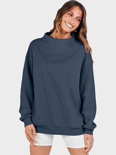 Image of ANRABESS Womens Oversized Sweatshirts Mock Neck Pullover