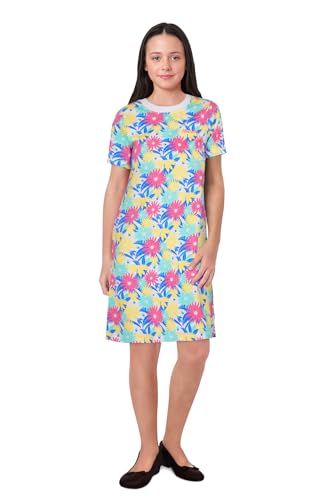 Image of Allen Solly Girls' Knee‑Length Dress | Soft Cotton‑Blend | Floral Print | Half Sleeves | Comfortable Everyday Wear for Kids