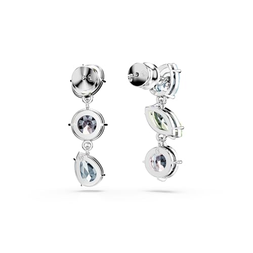 Swarovski Gema Drop Earrings, Asymmetrical Design, Mixed Cuts, Multicolored, Rhodium Finished4