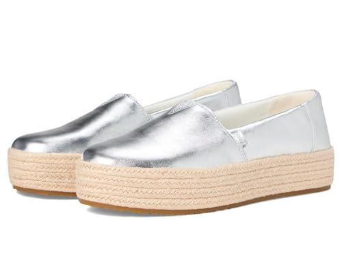 TOMS Espadrilles plates Valencia métallisées décontractées pour femme – Argent, Argenté, 38.5 EU