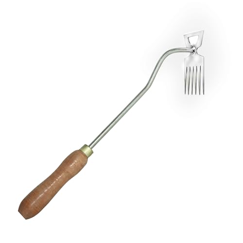 Image of Anandi Greens Garden Weeding Tool with Wooden Handle || Weeder Hand Tool 6 Claws Manual Weed Puller for Lawn and Garden Steel